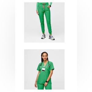 NEW with tags! Figs scrubs Safety Green Zamora high waisted pant & Catarina top